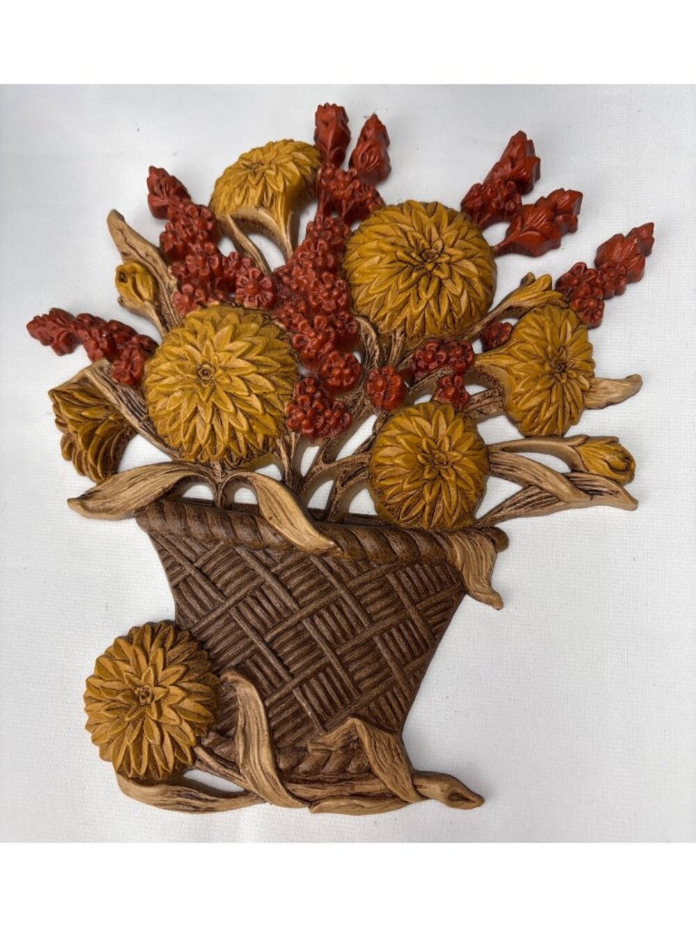 Burwood Basket of Flowers Wall Hanging 2006 - Yellow & Red Floral Decor